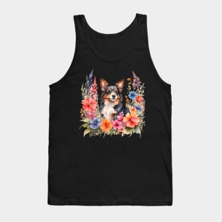 A small munsterlander decorated with beautiful watercolor flowers Tank Top